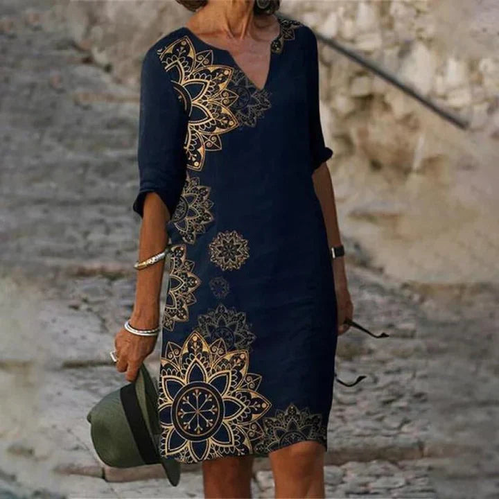 ND | Robe midi imprimée avec décolleté en V