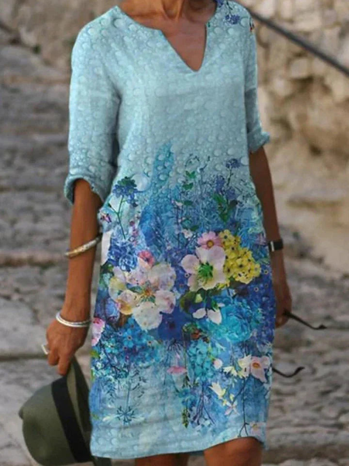 ND | Robe midi imprimée avec décolleté en V