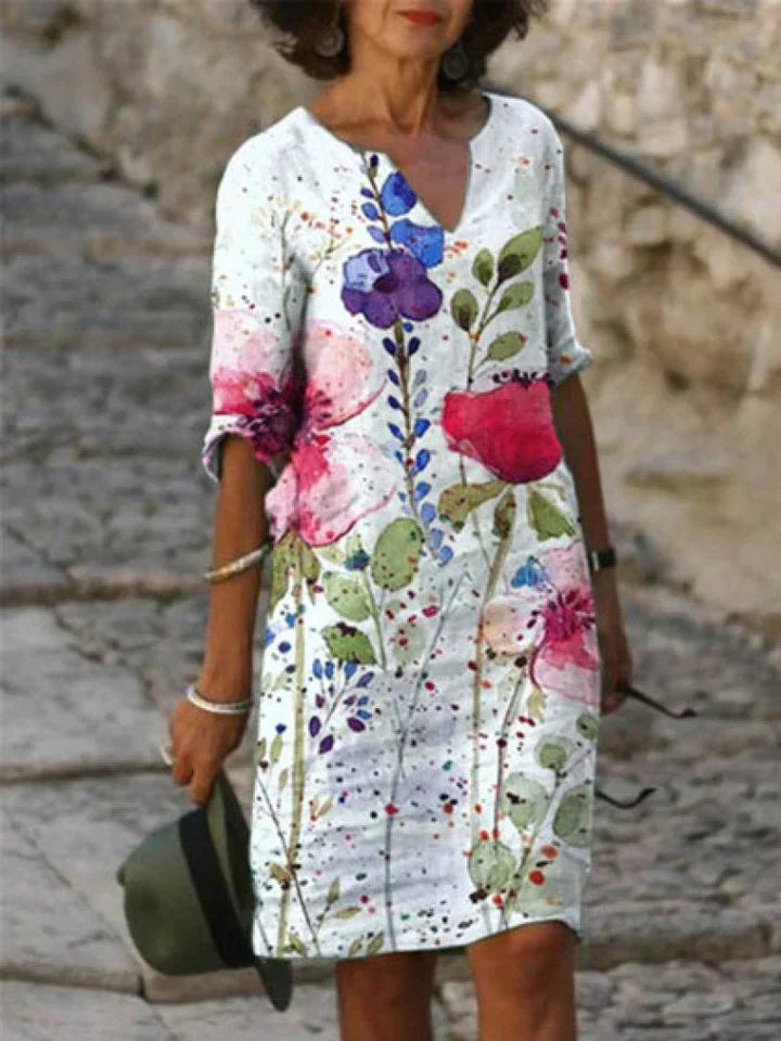 ND | Robe midi imprimée avec décolleté en V