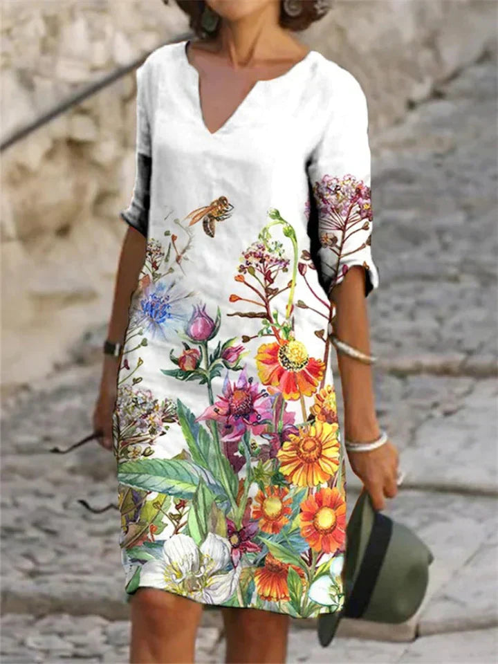 ND | Robe midi imprimée avec décolleté en V
