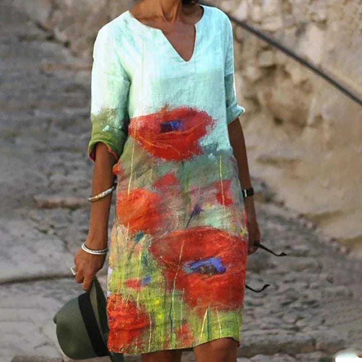 ND | Robe midi imprimée avec décolleté en V
