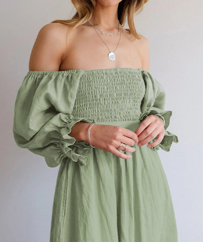 ND | Robe midi avec manches bouffantes et bande à la taille
