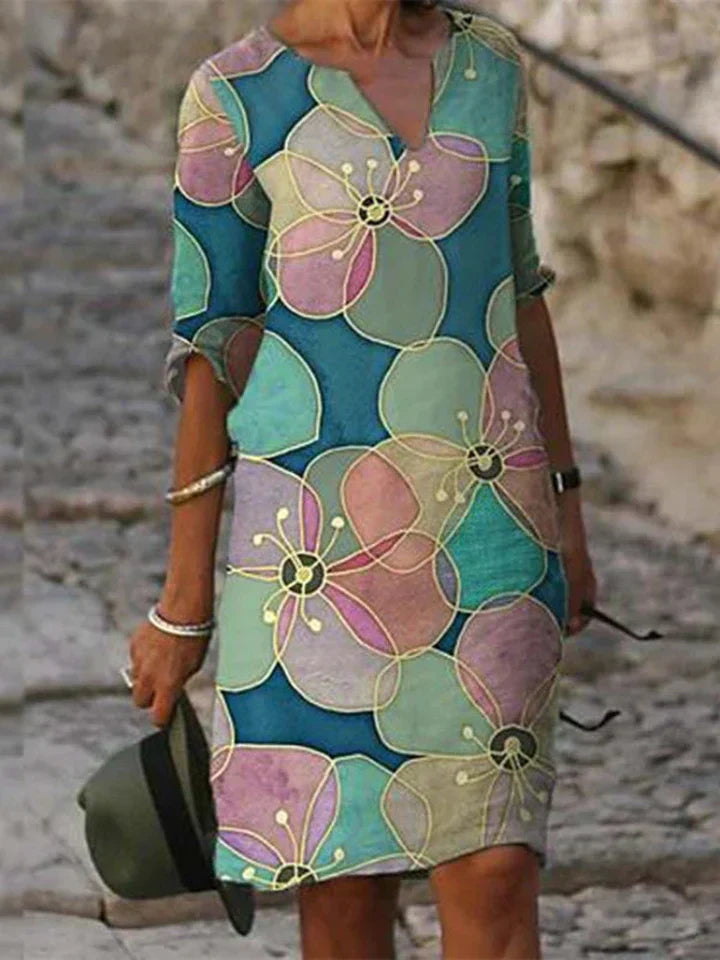 ND | Robe midi imprimée avec décolleté en V
