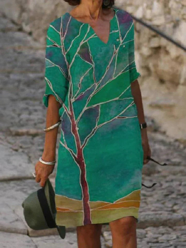 ND | Robe midi imprimée avec décolleté en V