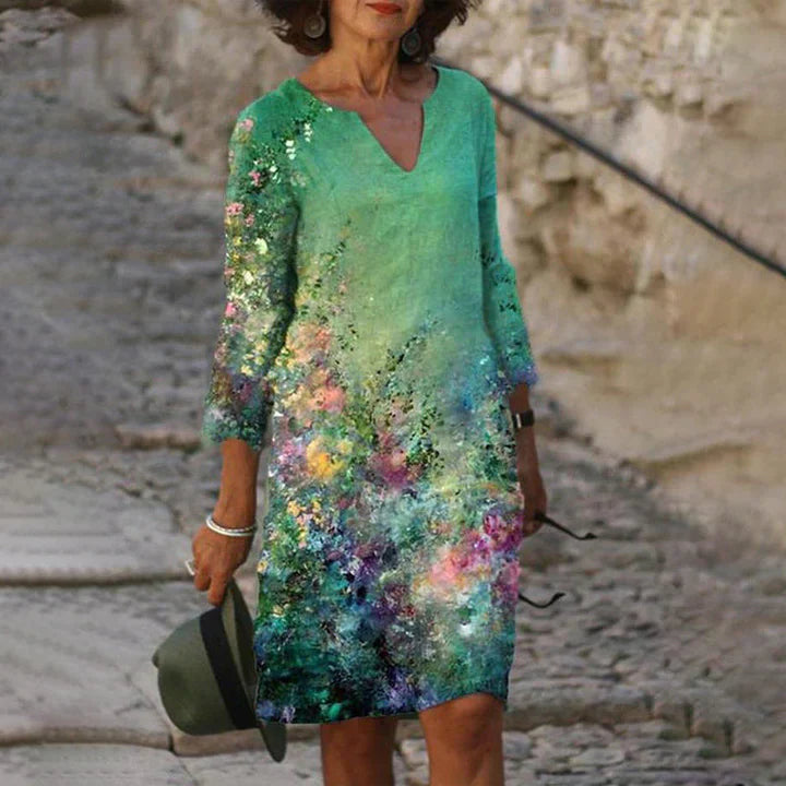 ND | Robe midi imprimée avec décolleté en V