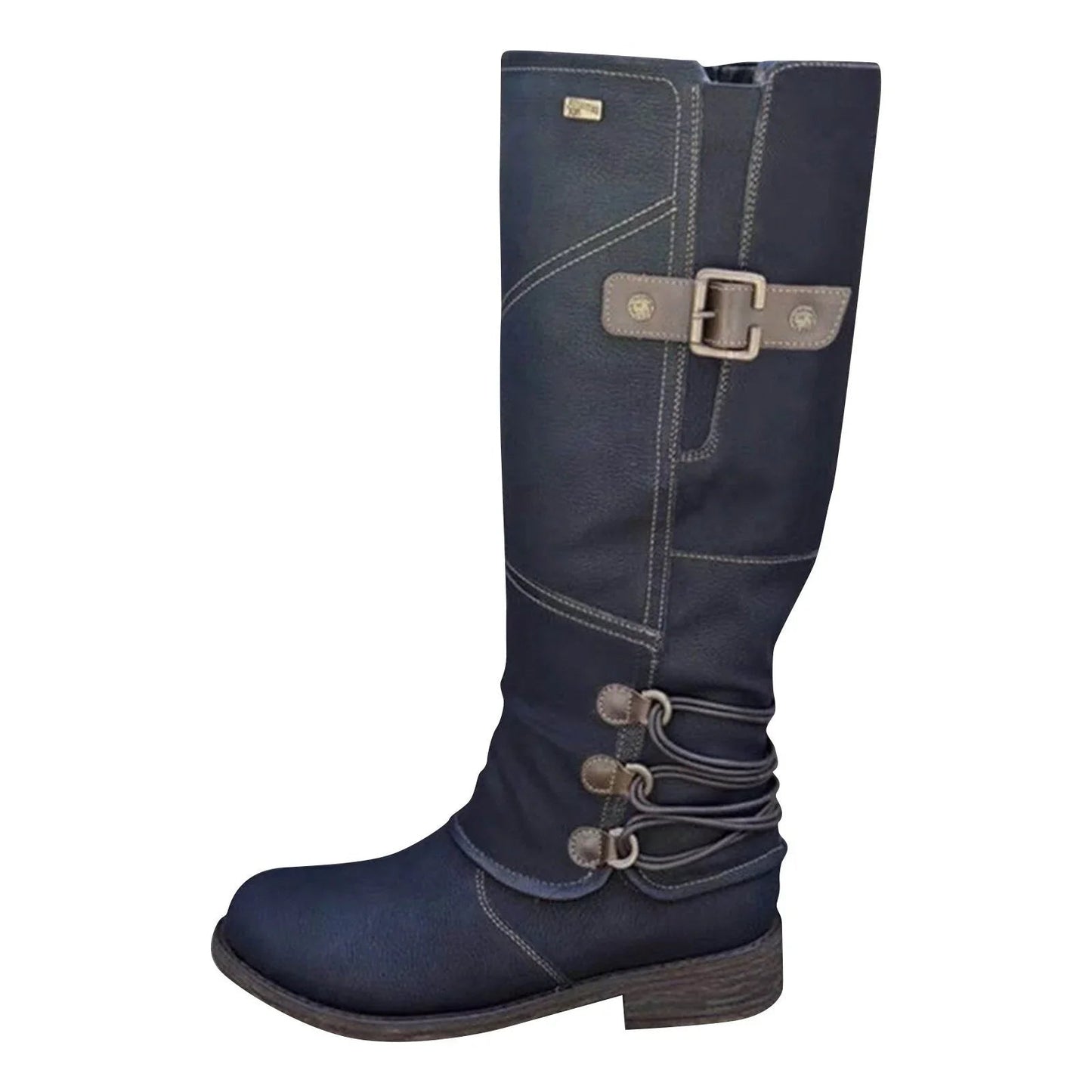 EP | Cuir Vintage Zipper Haut Large Bottes de Calf