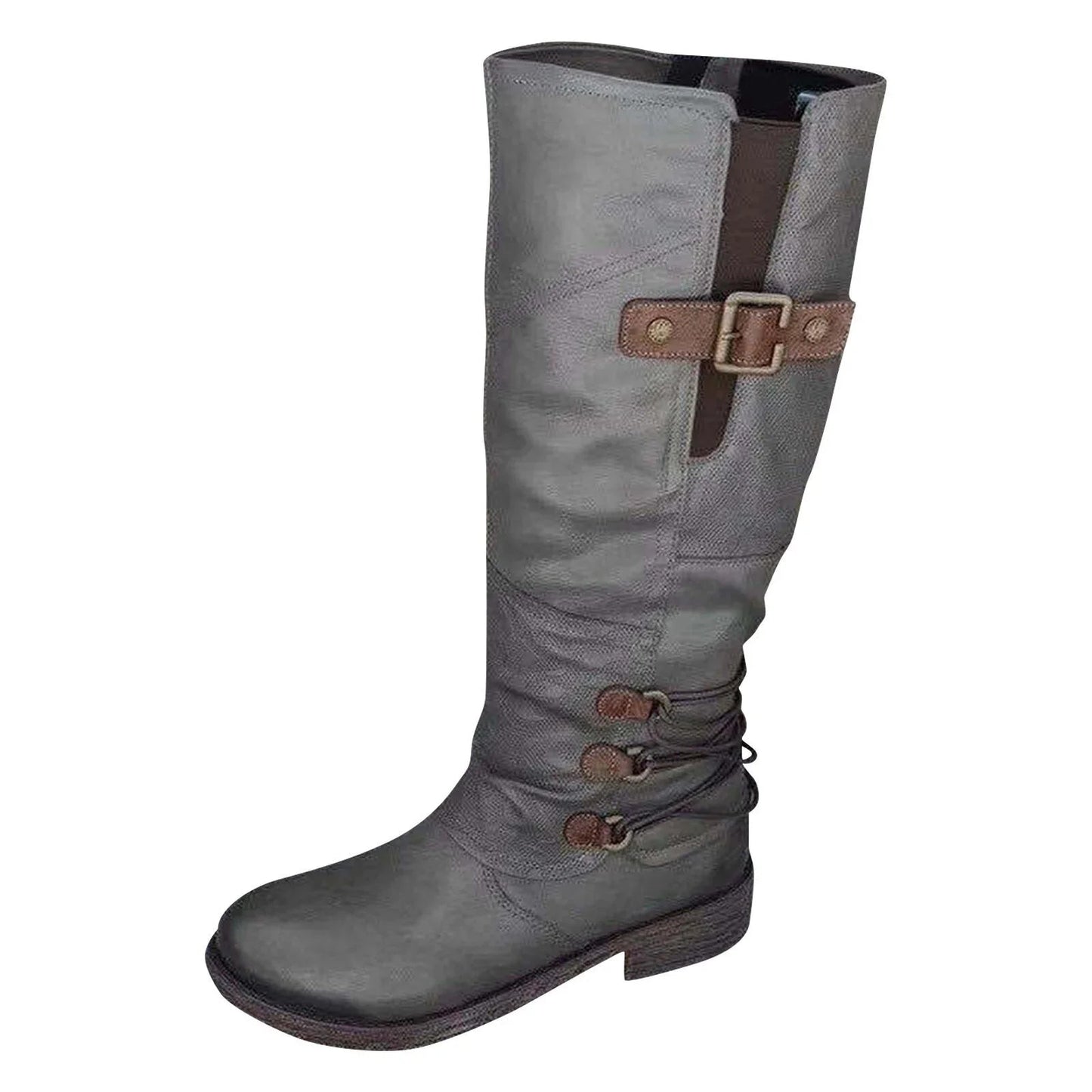 EP | Cuir Vintage Zipper Haut Large Bottes de Calf