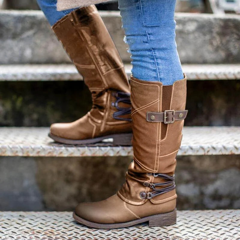 EP | Cuir Vintage Zipper Haut Large Bottes de Calf