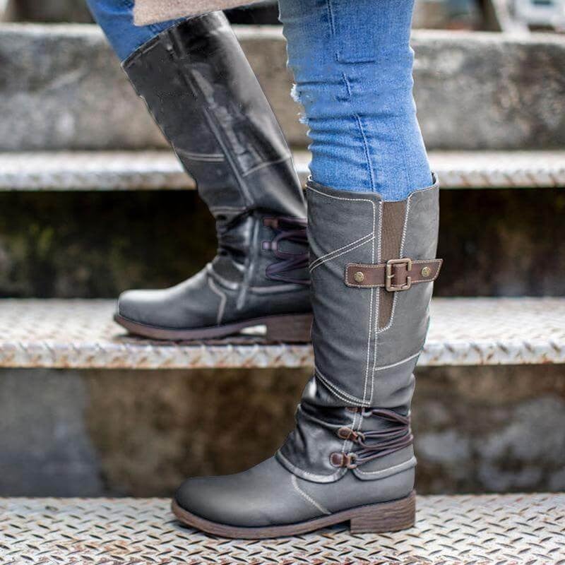 EP | Cuir Vintage Zipper Haut Large Bottes de Calf