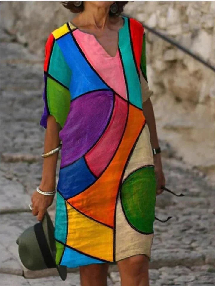 ND | Robe midi imprimée avec décolleté en V