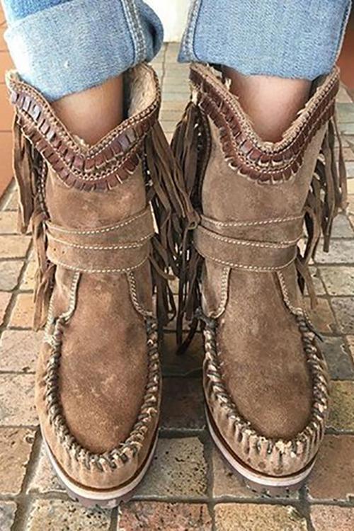 ND | Bottes mocassin en daim avec franges