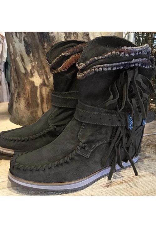 ND | Bottes mocassin en daim avec franges