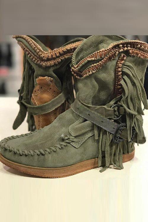 ND | Bottes mocassin en daim avec franges