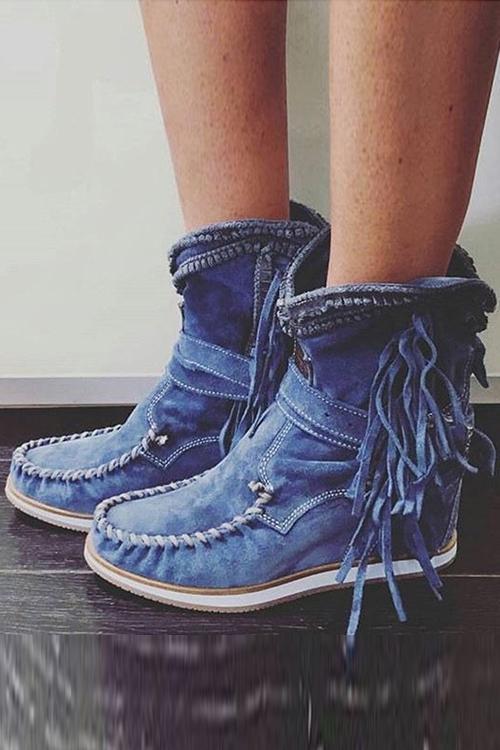 ND | Bottes mocassin en daim avec franges