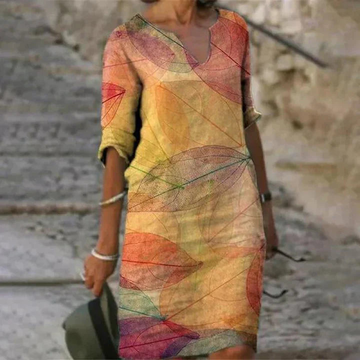 ND | Robe midi imprimée avec décolleté en V