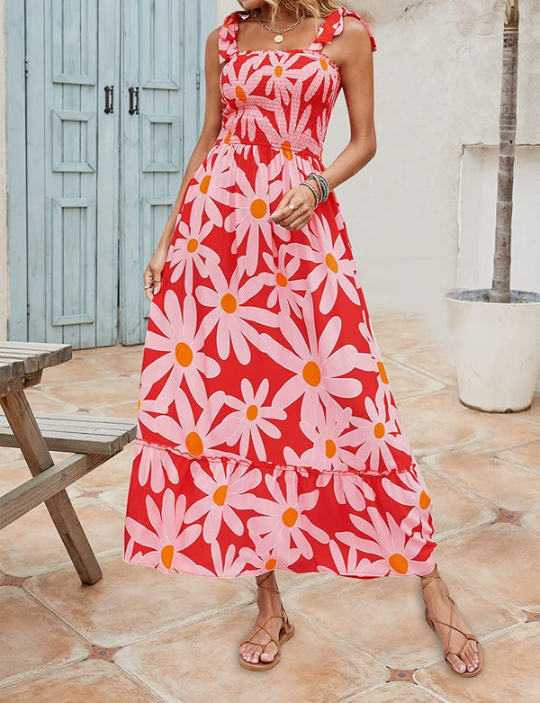 ND | Mila - Femmes été long bohème imprimé robes sans bretelles