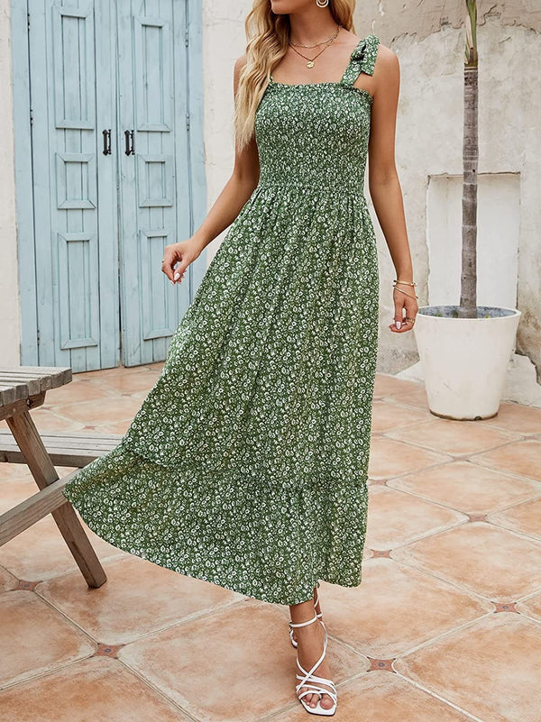 ND | Mila - Femmes été long bohème imprimé robes sans bretelles
