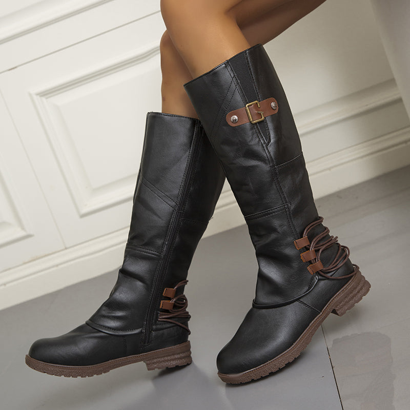 EP | Cuir Vintage Zipper Haut Large Bottes de Calf
