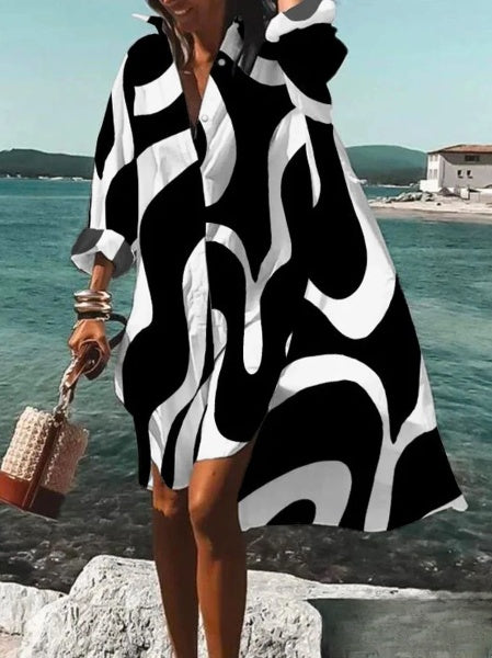 ND | Emma - Robe urbaine à coupe normale, col chemise et manches longues