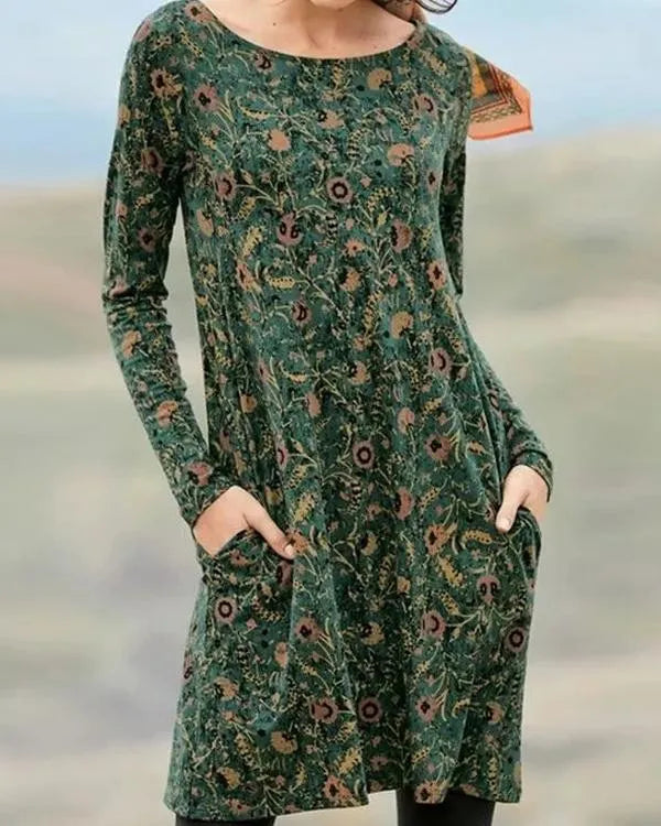 ND | Robe midi à manches longues avec poches latérales