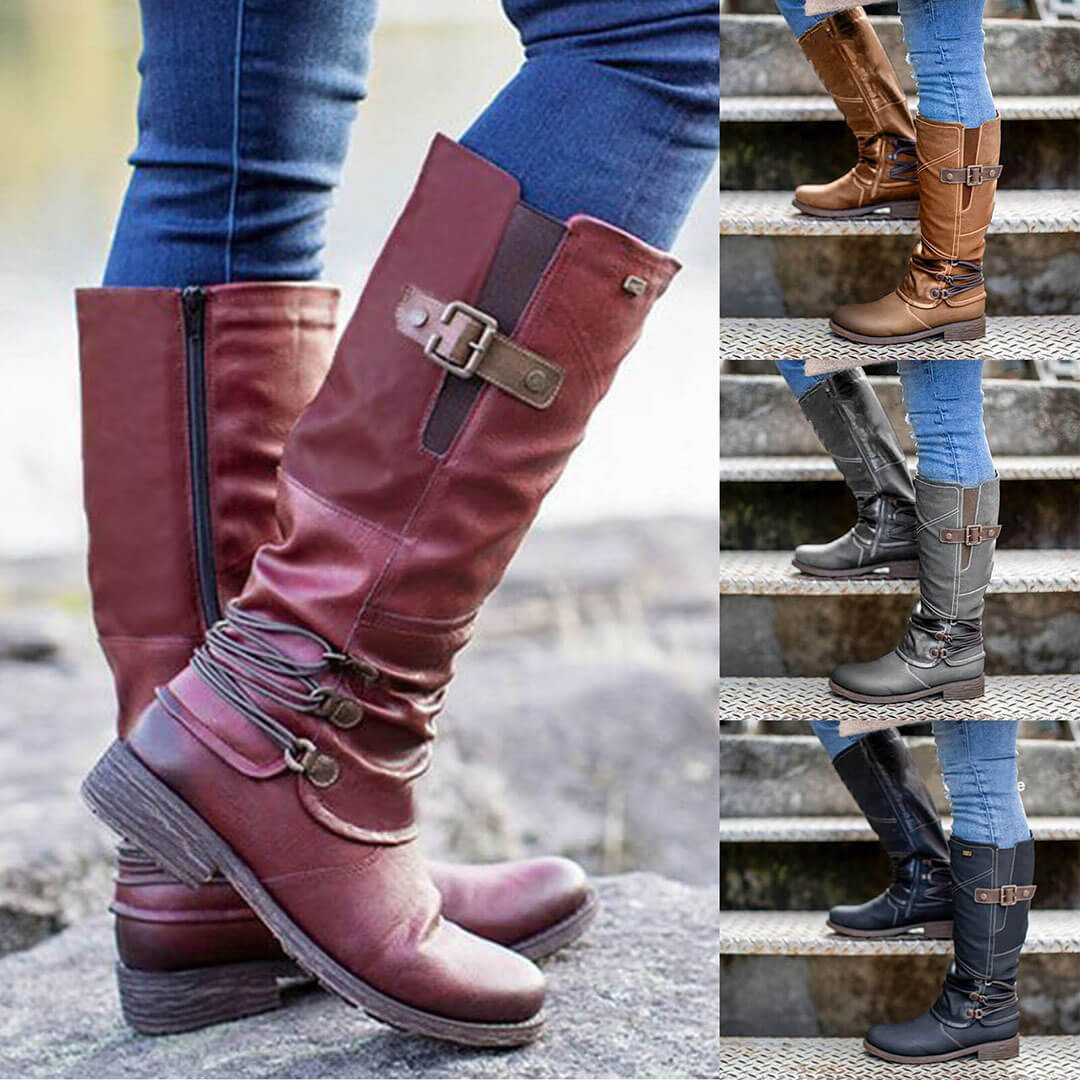 EP | Cuir Vintage Zipper Haut Large Bottes de Calf