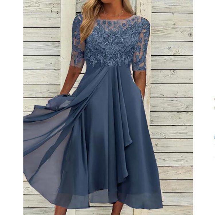 ND | robe midi en mousseline de soie avec manches transparentes en longueur midi