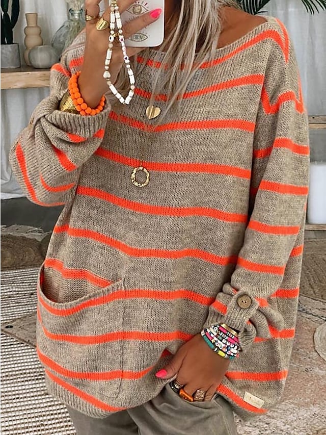 ND | Pull-over en tricot rayé avec poches