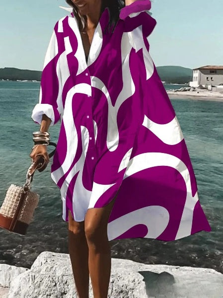 ND | Emma - Robe urbaine à coupe normale, col chemise et manches longues