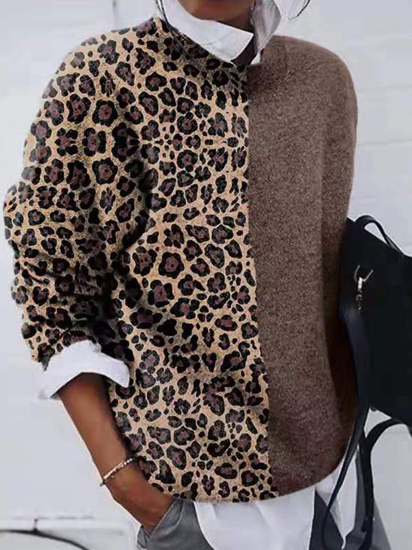 ND | Pull chic en patchwork léopard pour femme