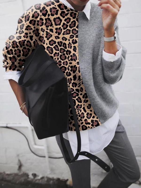ND | Pull chic en patchwork léopard pour femme