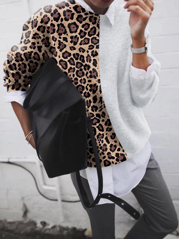 ND | Pull chic en patchwork léopard pour femme