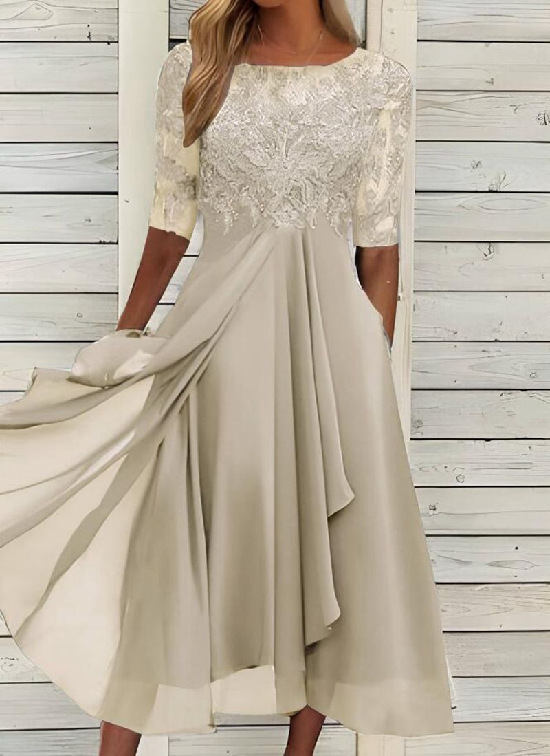 ND | robe midi en mousseline de soie avec manches transparentes en longueur midi