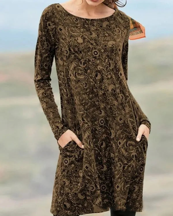 ND | Robe midi à manches longues avec poches latérales