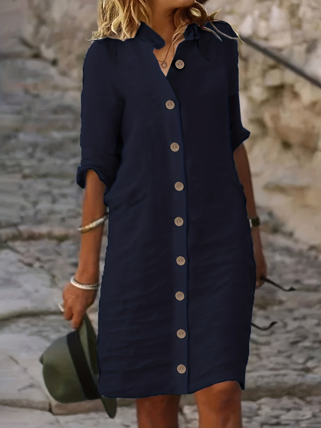 EP | robe midi élégante boutonnée pour vêtements décontractés mode féminine