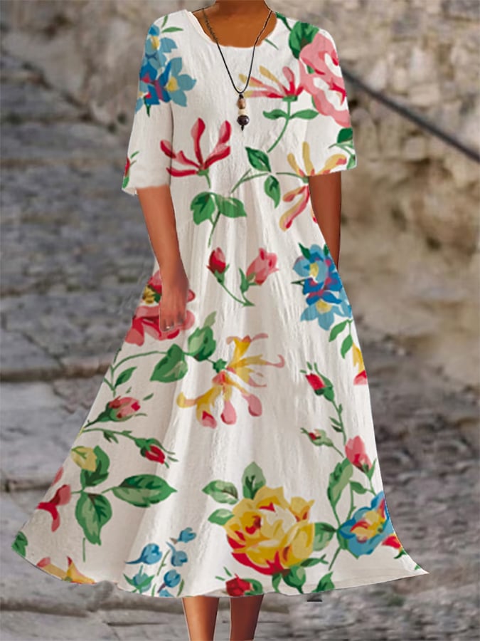ND | Fiona - Robe décontractée pour femme avec motif floral botanique