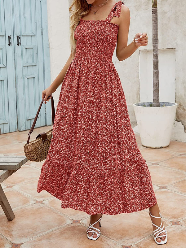 ND | Mila - Femmes été long bohème imprimé robes sans bretelles