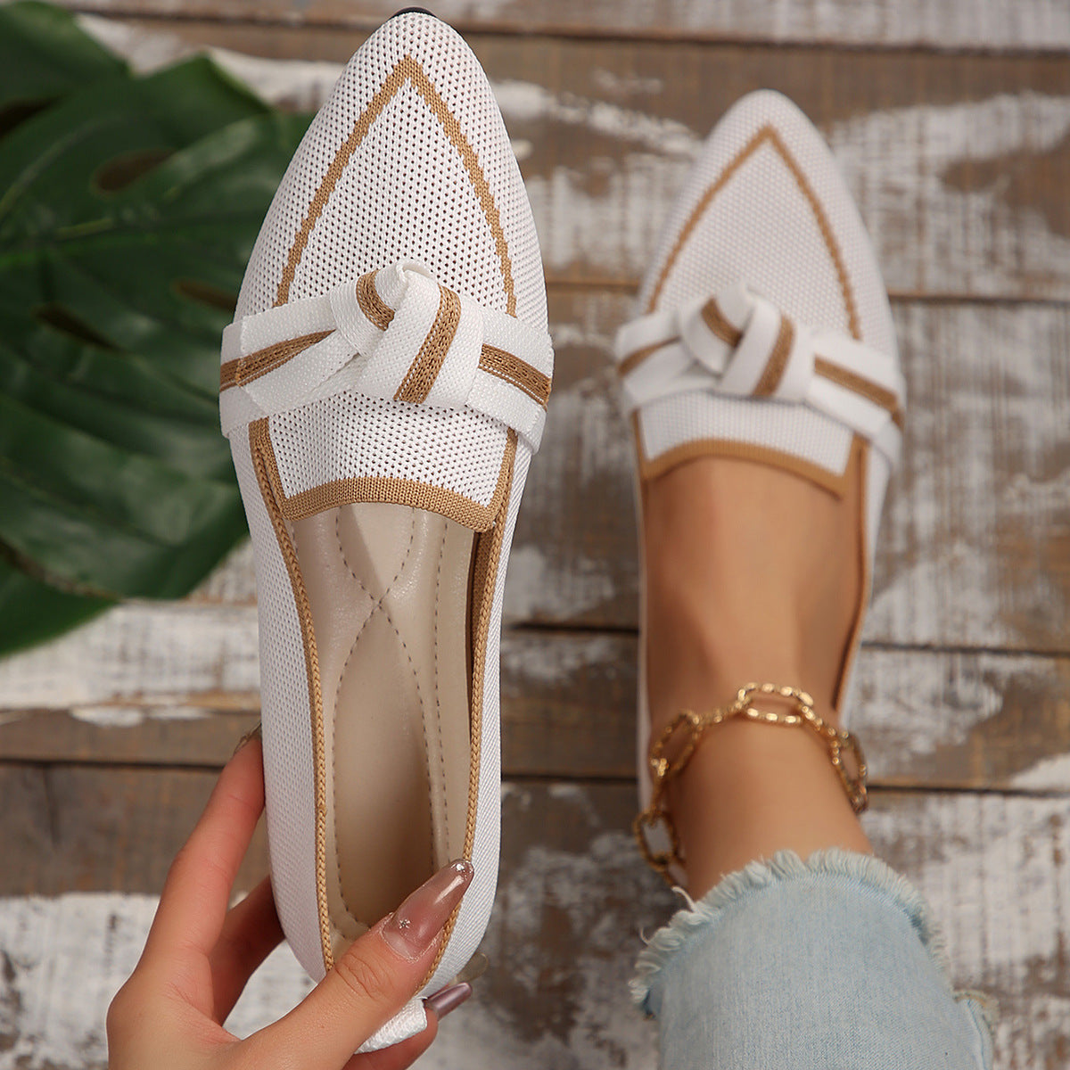 ND | mode orteil pointu chaussures plates arc