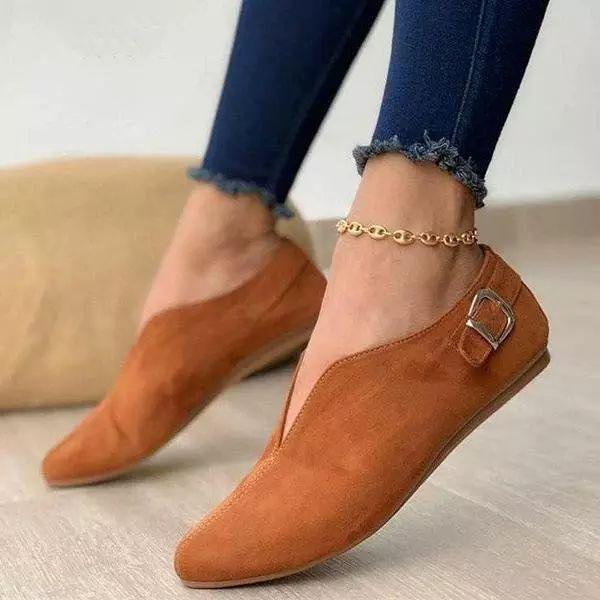 ND | Flats en daim chics avec détail de boucle élégant