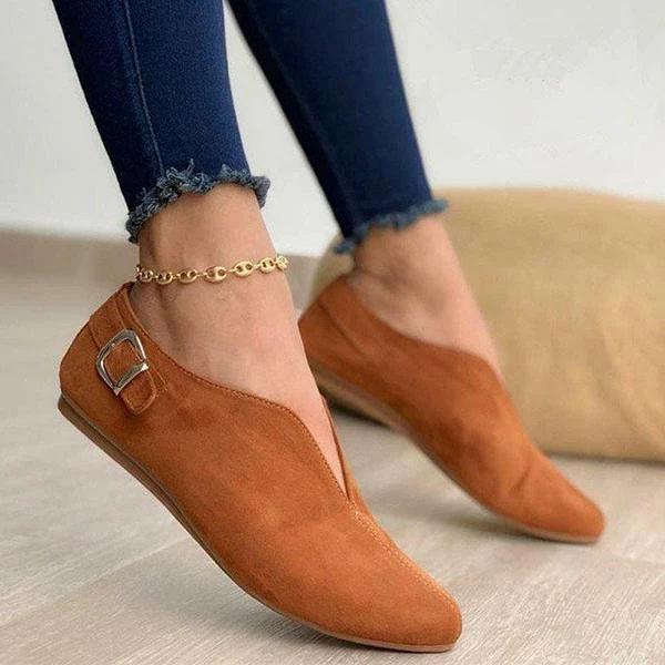 ND | Flats en daim chics avec détail de boucle élégant