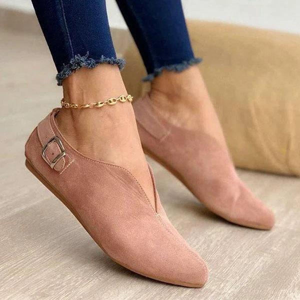 ND | Flats en daim chics avec détail de boucle élégant