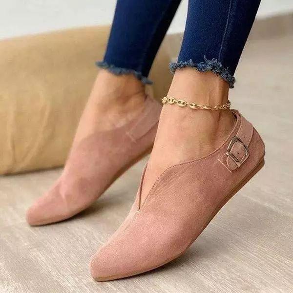 ND | Flats en daim chics avec détail de boucle élégant