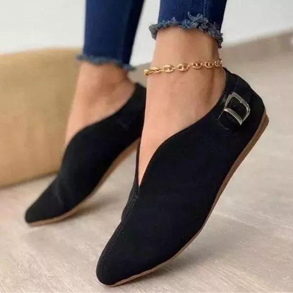 ND | Flats en daim chics avec détail de boucle élégant