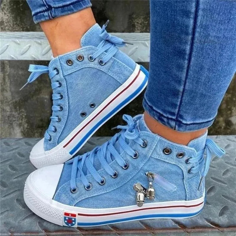 ND | Baskets en denim avec semelles blanches