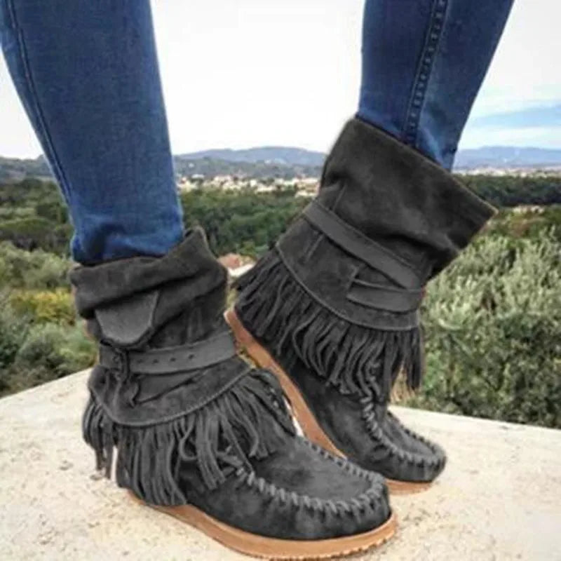 ND | Bottes mocassin à franges boho