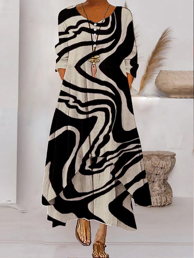 ND | Maxi-robe à manches longues - décolleté à boutons