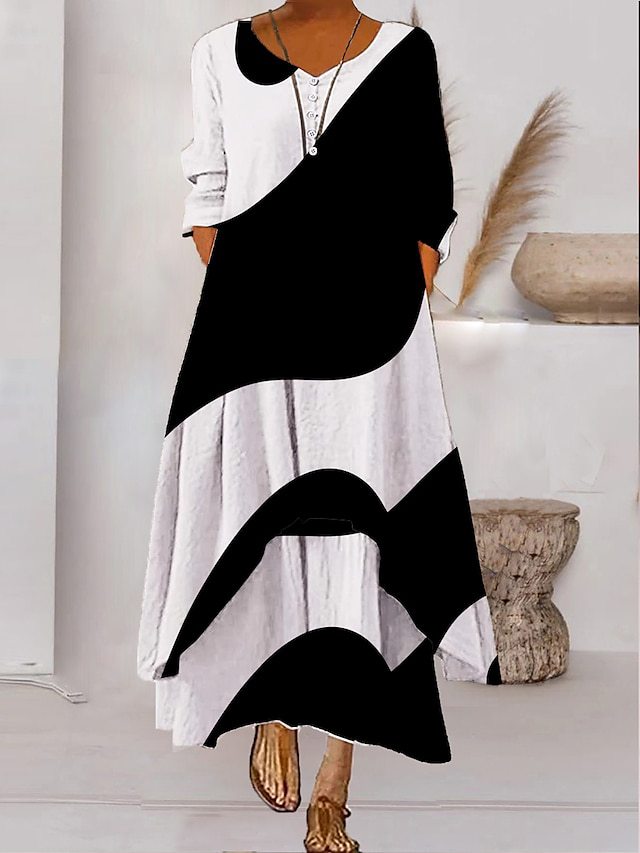 ND | Maxi-robe à manches longues - décolleté à boutons