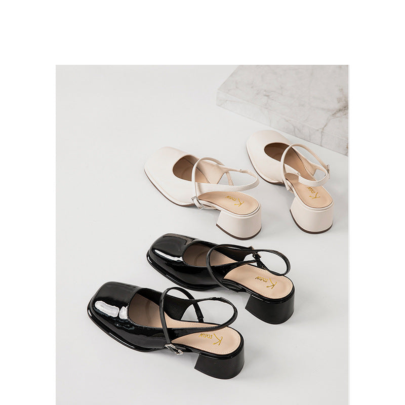 ND | Femmes Faux Cuir Boucle Bloc Talons