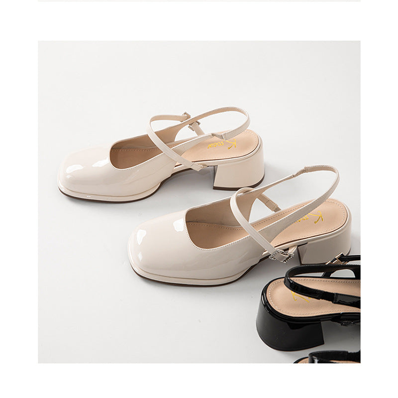 ND | Femmes Faux Cuir Boucle Bloc Talons