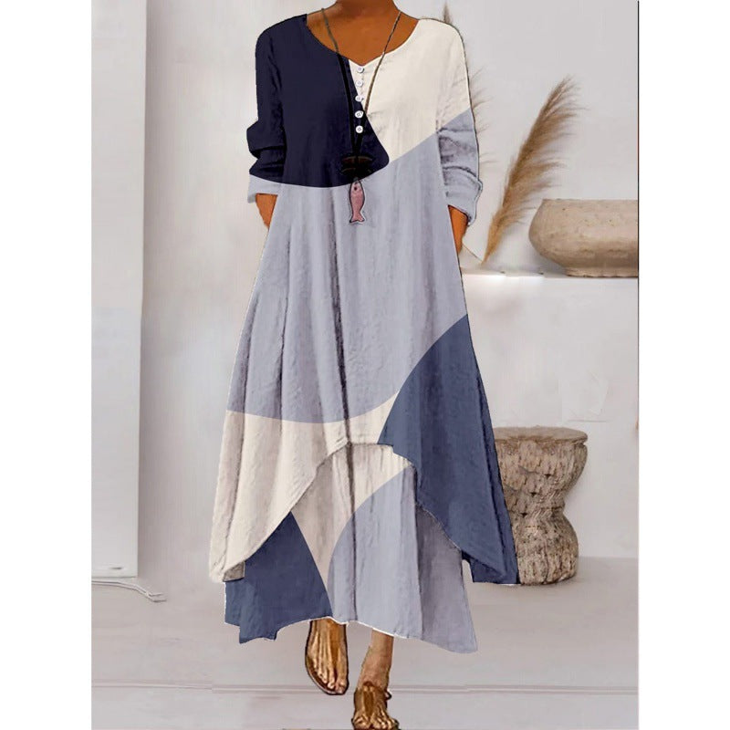 ND | Maxi-robe à manches longues - décolleté à boutons