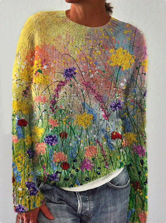 ND | Pull-over artistique en tricot de paysage